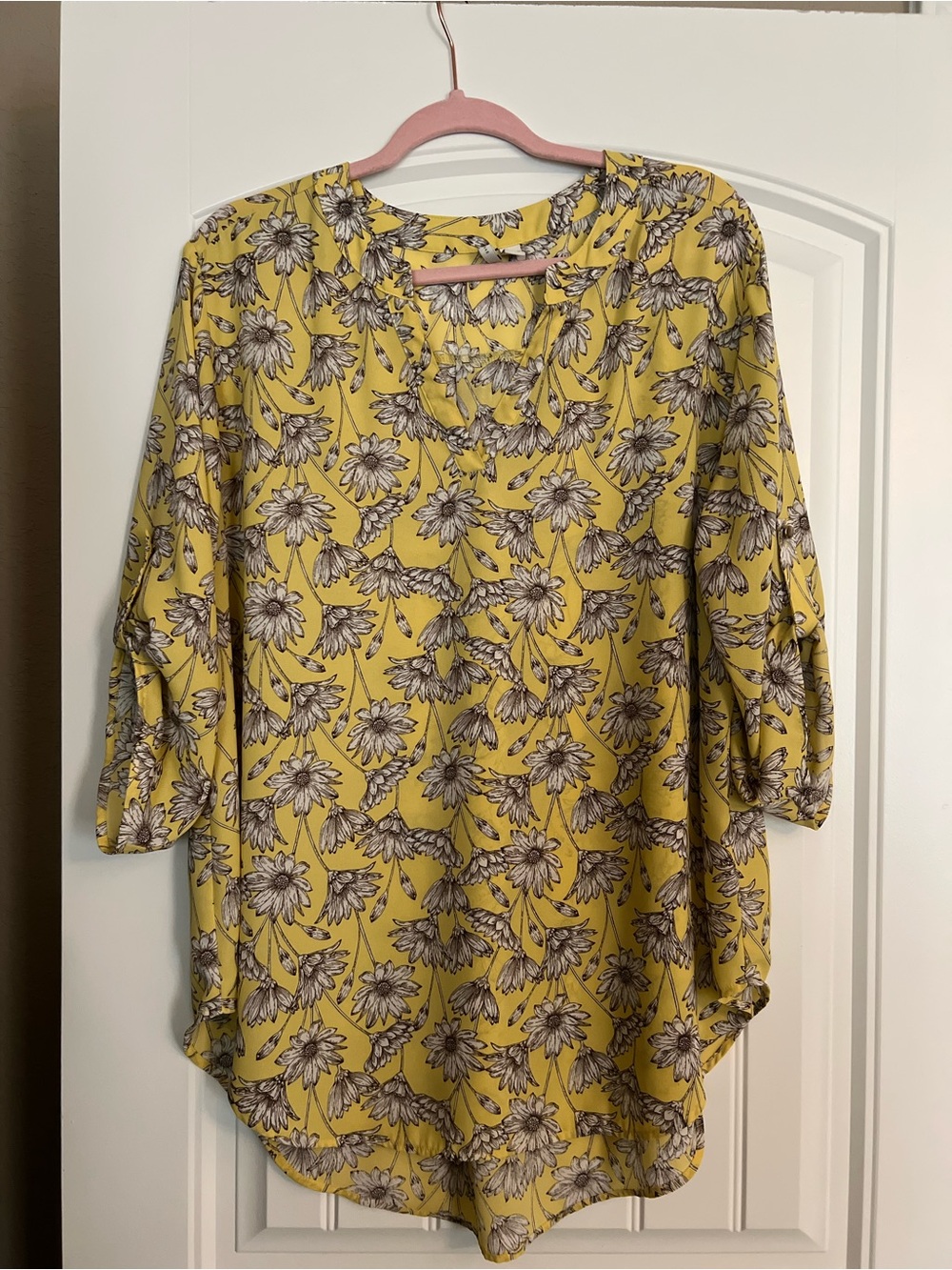 Cato Yellow Floral Tunic Blouse